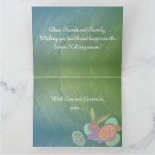 Paashaas eieren op blauw groen kaart (Binnen)