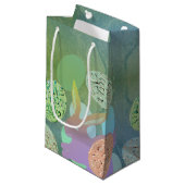 Paashaas eieren op blauw groen klein cadeauzakje (Voorkant Gekanteld)