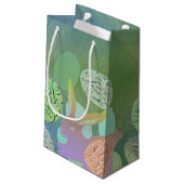 Paashaas eieren op blauw groen klein cadeauzakje (Achterkant Gekanteld)