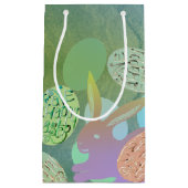 Paashaas eieren op blauw groen klein cadeauzakje (Voorkant)