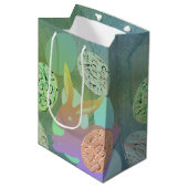 Paashaas eieren op blauw groen medium cadeauzakje (Voorkant Gekanteld)