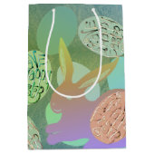 Paashaas eieren op blauw groen medium cadeauzakje (Voorkant)