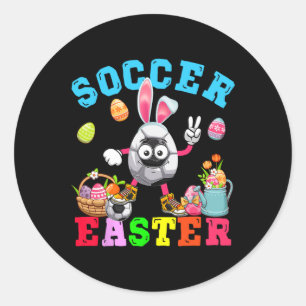 Paashaas eieren spelen voetbal kostuum speler ronde sticker