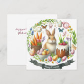 Paashaas Eieren Wortelen Illustratie Feestdagenkaart (Voorkant / Achterkant)