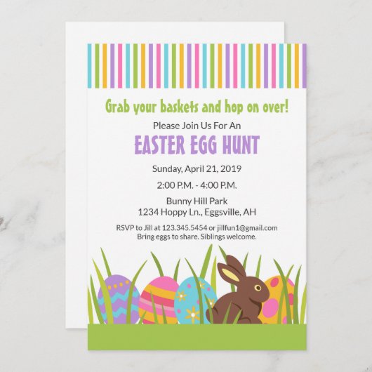 Paashaas Eierenschat Invitatie Kaart (Voorkant / Achterkant)