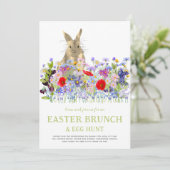 Paashaas Eierjacht en Brunch Bloemen Kaart (Staand voorkant)