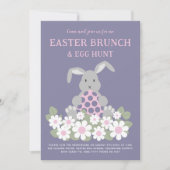 Paashaas Eierjacht en Brunch Roze Bloemen Kaart (Voorkant)