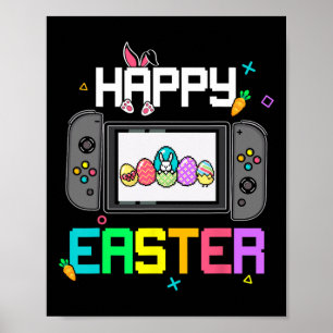 Paashaas eierjacht gamer Kinder jongens Mannen vid Poster