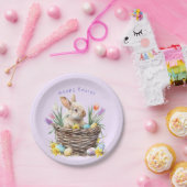 Paashaas eiermand lentetulpen papieren bordje (Feest)