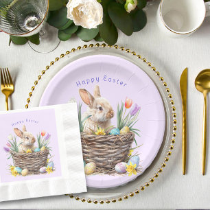 Paashaas Eiermandje Lente Tulpen Papieren Bordje