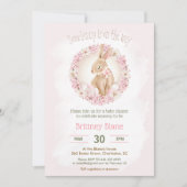 Paashaas Elegante Roze Bloemen Meisje Baby shower Kaart (Voorkant)