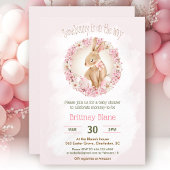 Paashaas Elegante Roze Bloemen Meisje Baby shower Kaart