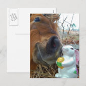 Paashaas en Bruin paard Feestdagenkaart (Voorkant / Achterkant)