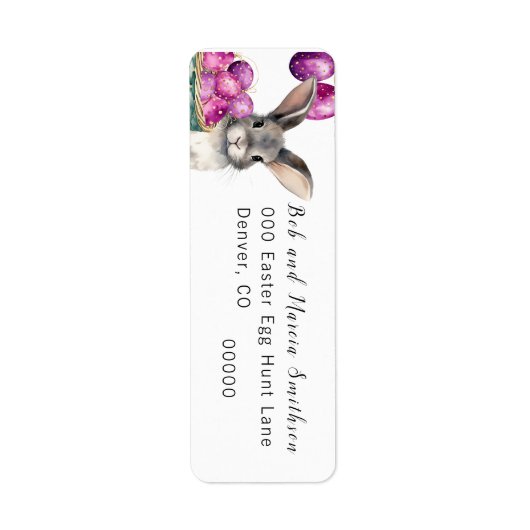 Paashaas en Cerise paaseieren in mand Etiket (Voorkant)