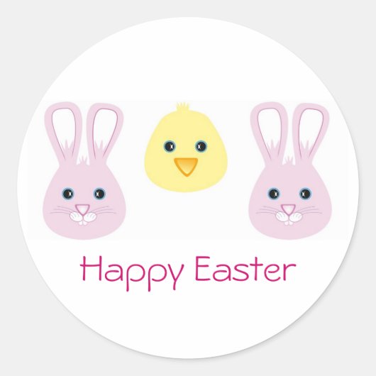 Paashaas en chic, gelukkig Pasen Ronde Sticker (Voorkant)