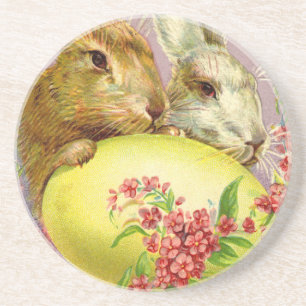 Paashaas en ei vintage coasters zandsteen onderzetter