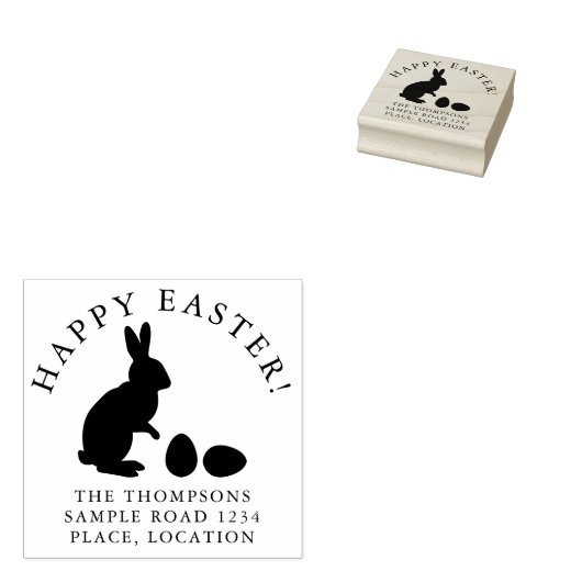 Paashaas en eieren met naam en adres rubberstempel (Gestempeld)