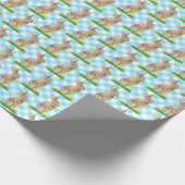 paashaas en eieren op Gingham Cadeaupapier (Hoek)