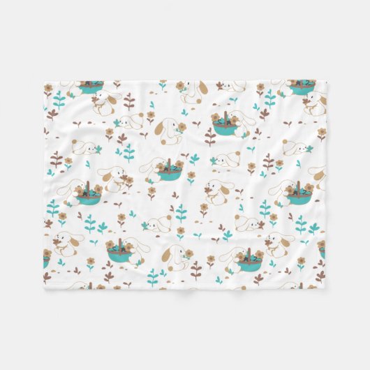 Paashaas en eierjacht patroon fleece deken (Voorkant (Horizontaal))