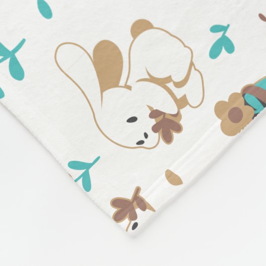 Paashaas en eierjacht patroon fleece deken (Hoek)