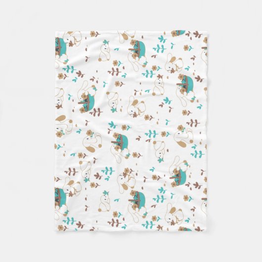 Paashaas en eierjacht patroon fleece deken (Voorkant)