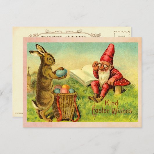  paashaas en gnoom feestdagenkaart (Voorkant / Achterkant)