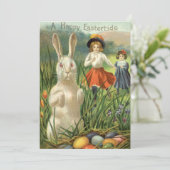  paashaas en kinderen Happy Eastertide Feestdagenkaart (Staand voorkant)