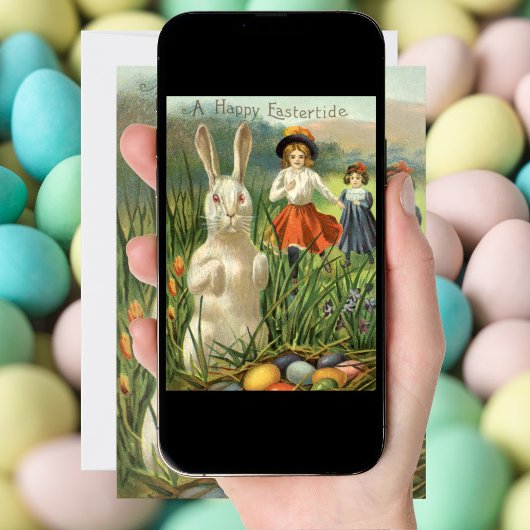  paashaas en kinderen Happy Eastertide Feestdagenkaart