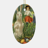  paashaas en kinderen Happy Eastertide Keramisch Ornament (Rechts)