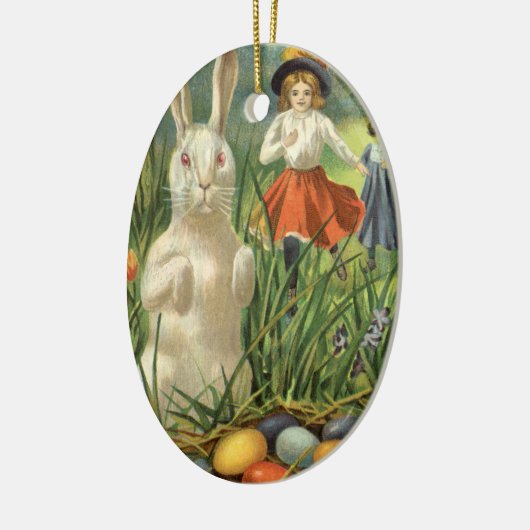  paashaas en kinderen Happy Eastertide Keramisch Ornament (Links)