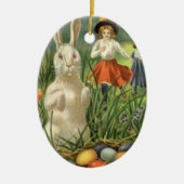 paashaas en kinderen Happy Eastertide Keramisch Ornament (Voorkant)
