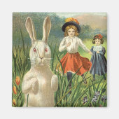 paashaas en kinderen Happy Eastertide Magneet (Voorkant)