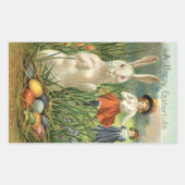  paashaas en kinderen Happy Eastertide Rechthoekige Sticker (Voorkant)