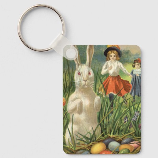  paashaas en kinderen Happy Eastertide Sleutelhanger (Voorkant)
