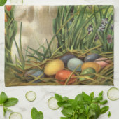  paashaas en kinderen Happy Eastertide Theedoek (Gevouwen)