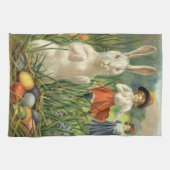  paashaas en kinderen Happy Eastertide Theedoek (Horizontaal)