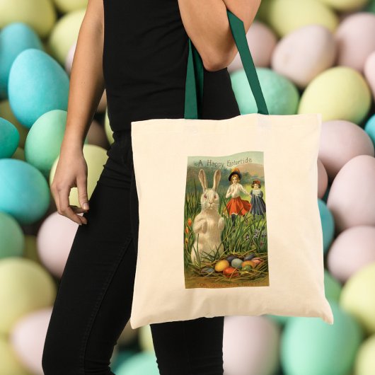 paashaas en kinderen Happy Eastertide Tote Bag