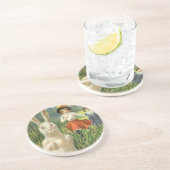  paashaas en kinderen Happy Eastertide Zandsteen Onderzetter (Zijkant)