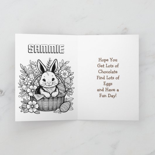 paashaas en kleurplaat kaart (Binnen)