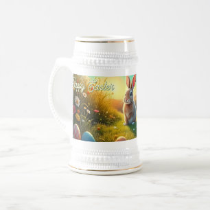 Paashaas en Kleurrijke Eieren in Lente Magie Bierpul