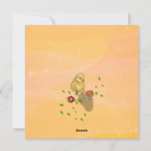 Paashaas en kuikens zwart geel feestdagenkaart (Achterkant)