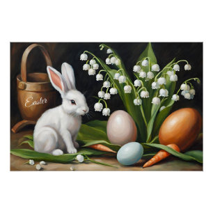 Paashaas en Lily van de Vallei Bloemen Perfect Poster