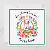 Paashaas en mand met eieren feestdagenkaart (Voorkant)