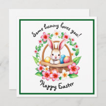 Paashaas en mand met eieren