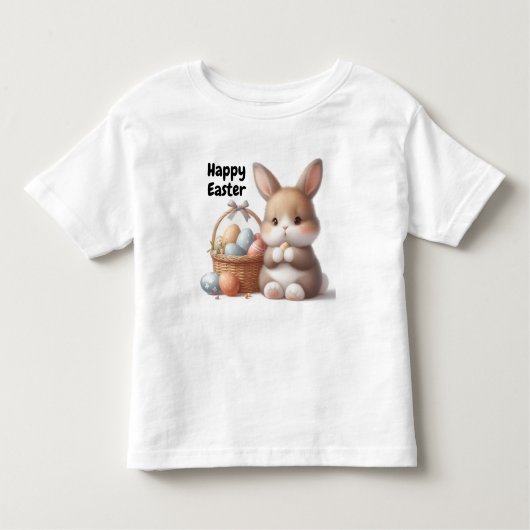 Paashaas en mand van eieren kinder shirts (Voorkant)