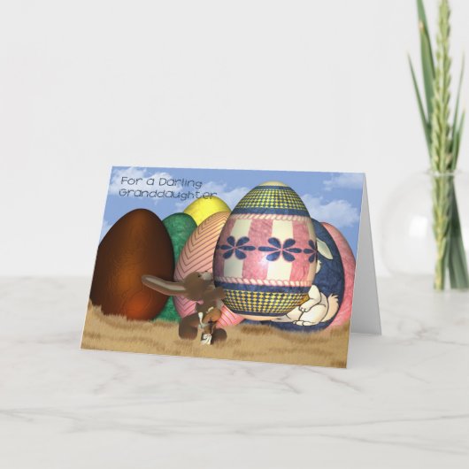 Paashaas en pup Kleindochter Paas Kaart (Voorkant)