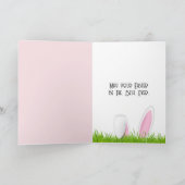 Paashaas en roze vlinder feestdagen kaart (Binnen)