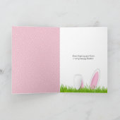 Paashaas en roze vlinder feestdagen kaart (Binnen)