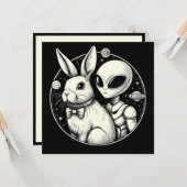 Paashaas en ruimte buitenaards UFO Sci Fi Funny Kaart (Voorkant / Achterkant in situ)