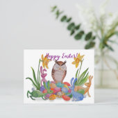 Paashaas en Uil Feestdagenkaart (Staand voorkant)